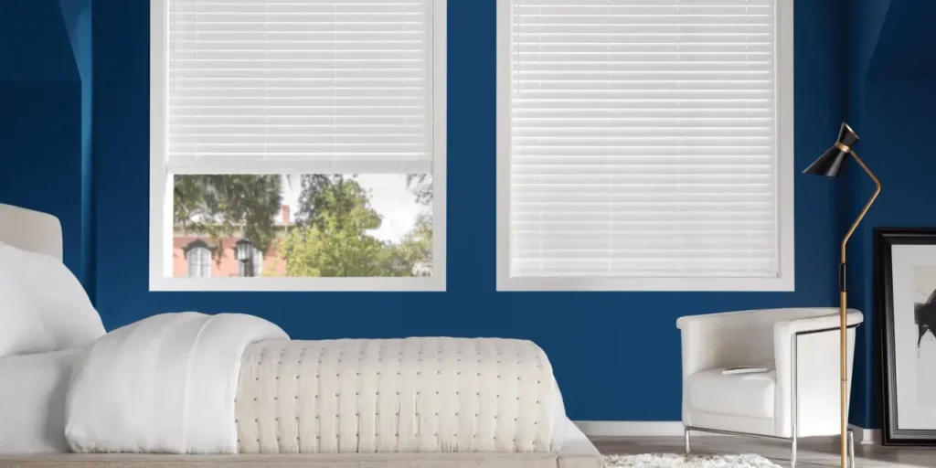 Wood Blinds in a Hanover bedroom