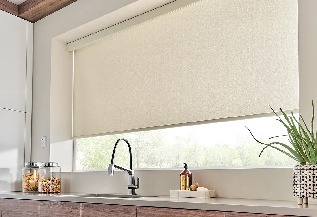 A motorized roller shade in an Otsego kitchen